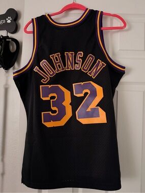 Mitchell & Ness Black, Purple & Gold Johnson #32 Jersey